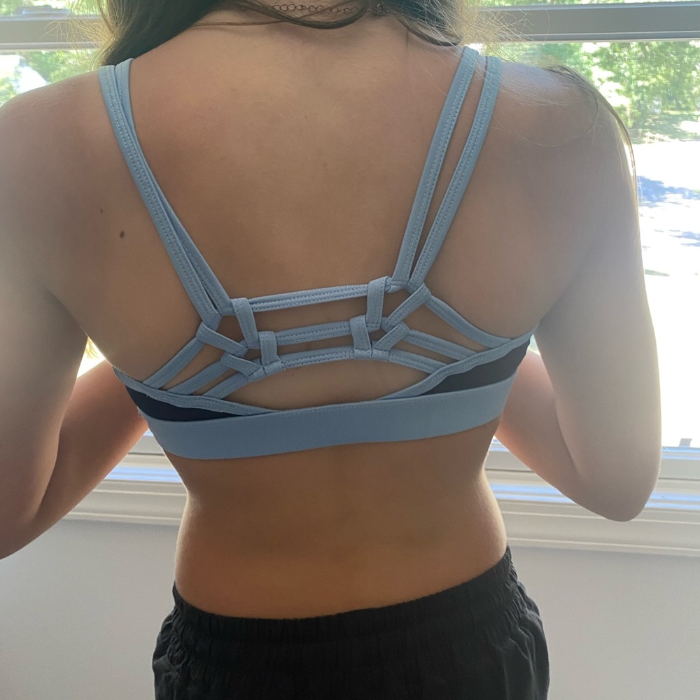 blue high tech sports bra